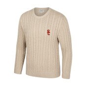 USC Trojans Unisex SC Interlock Beige Renew Cable Knit Sweater